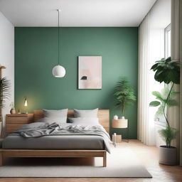 Diseño de interiores moderno con muebles elegantes, iluminación natural y una paleta de colores neutros