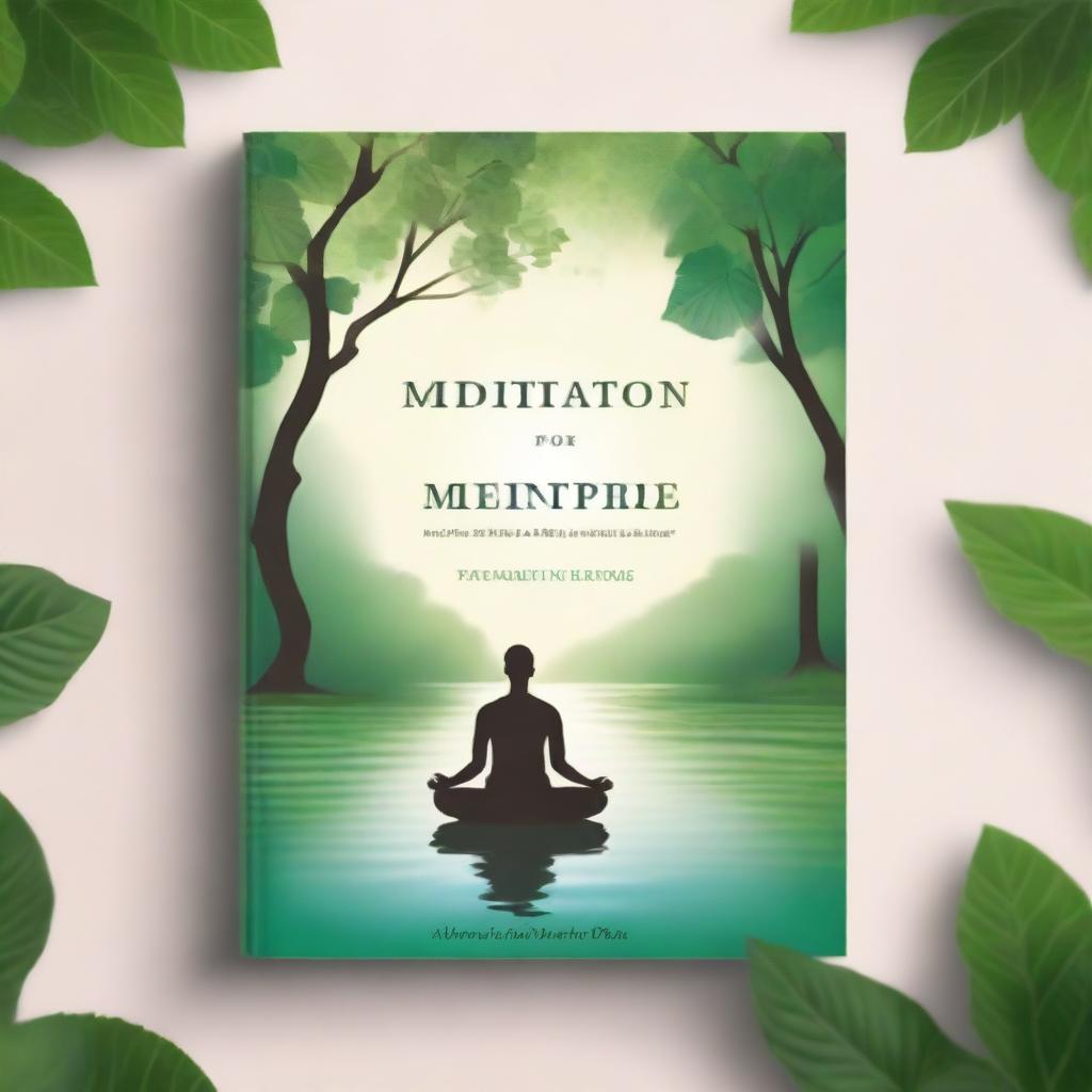 A serene and peaceful book cover featuring a person meditating in a tranquil natural setting