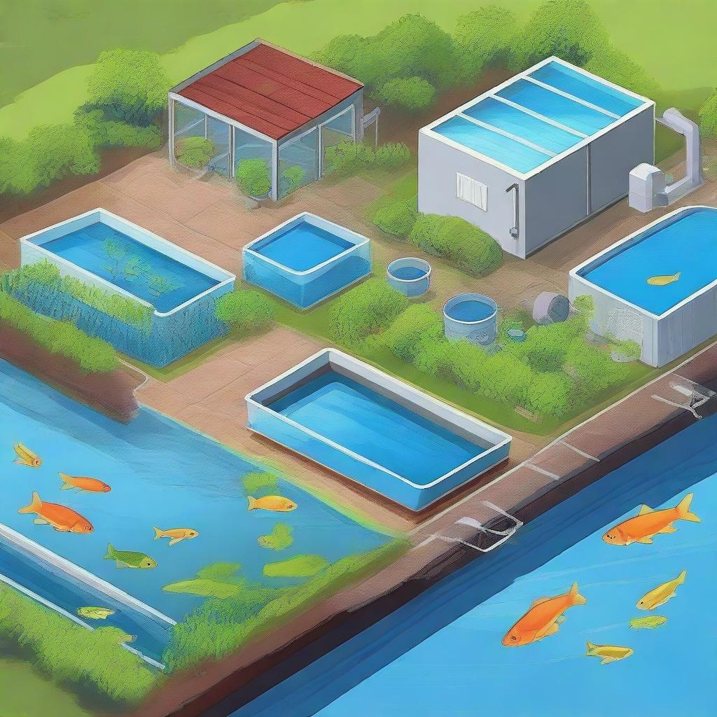 Create an image of a fish farm