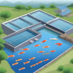 Create an image of a fish farm