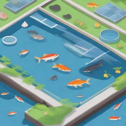 Create an image of a fish farm