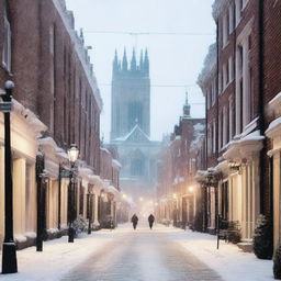 A picturesque scene of York covered in snow