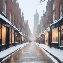 A picturesque scene of York covered in snow