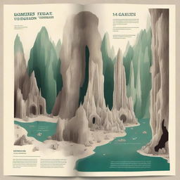 Create an A4-sized book cover for a scientific book about karst and caves