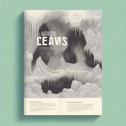 Create a book cover for a scientific book about karst and caves, formatted to fit an A4 page