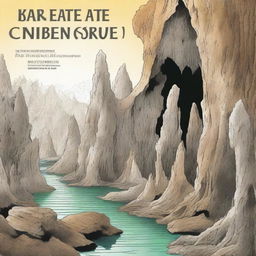 Create a book cover for a scientific book about karst and caves, formatted to fit an A4 page