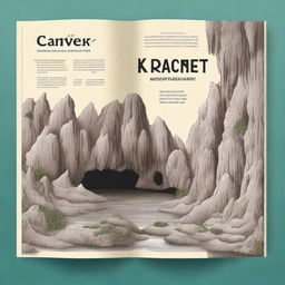 Create a book cover for a scientific book about karst and caves, formatted to fit an A4 page