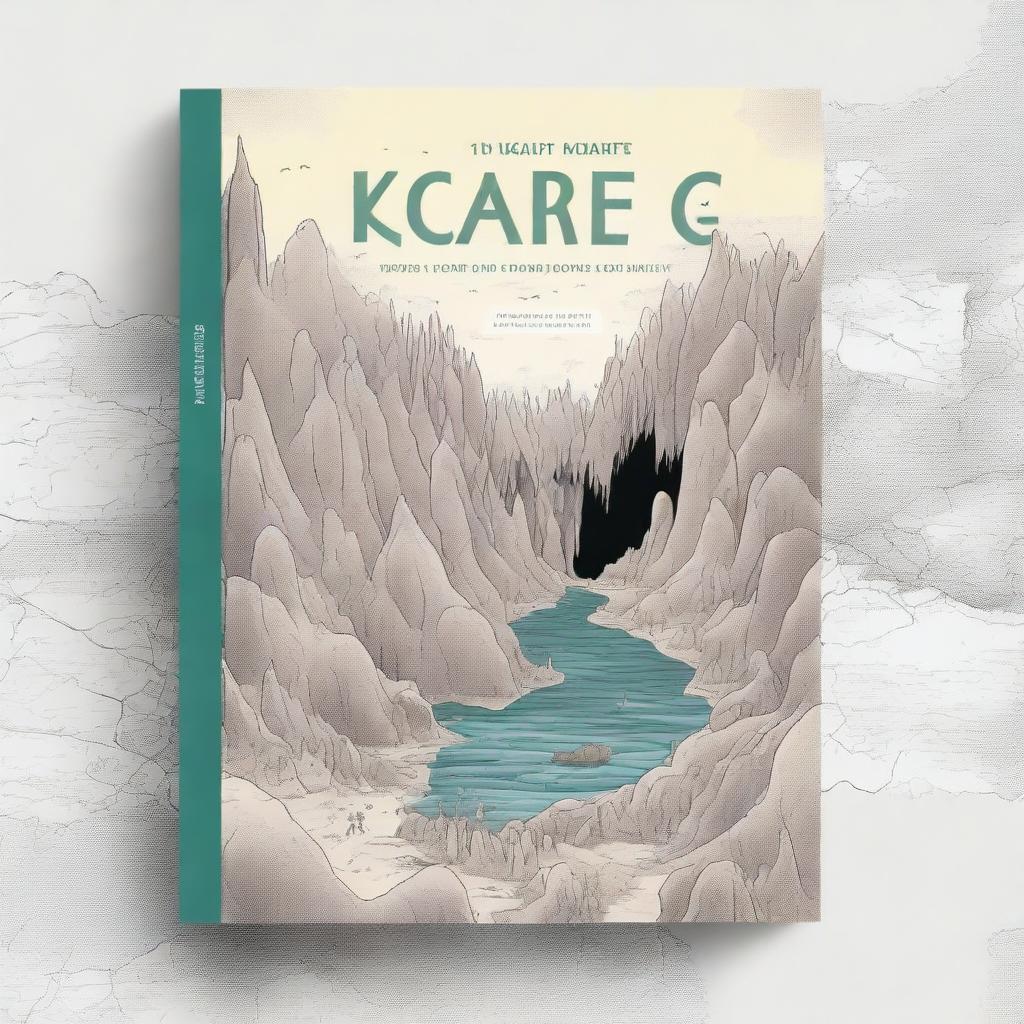 Create a book cover for a scientific book about karst and caves, formatted to fit an A4 page