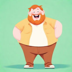 A cheerful, fat ginger named Alex with a big tummy, standing in a playful pose