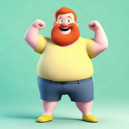 A cheerful, fat ginger named Alex with a big tummy, standing in a playful pose