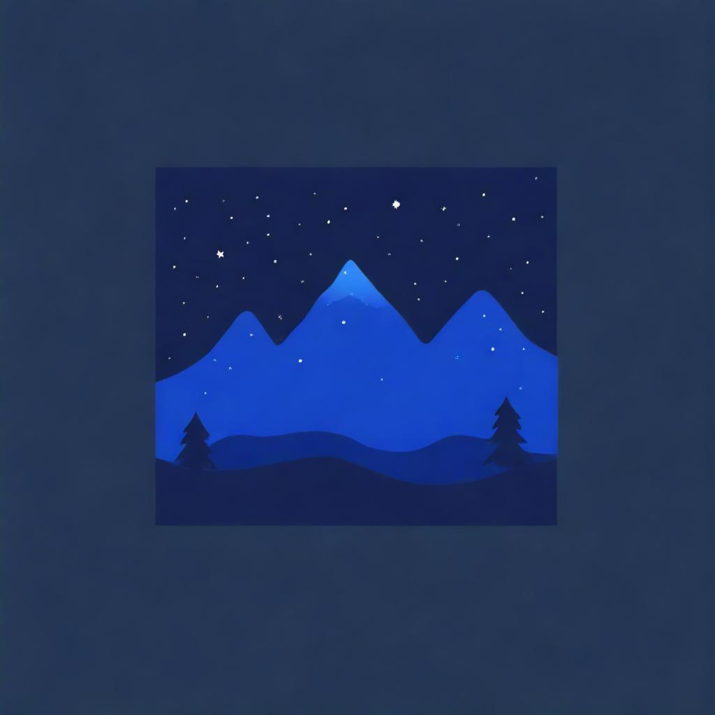 Create a digital art piece featuring a starry night sky with twinkling stars and a deep, dark blue background