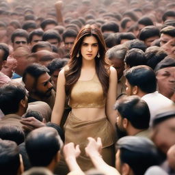 A scene featuring Bollywood actress Kriti Sanon in a dense crowd