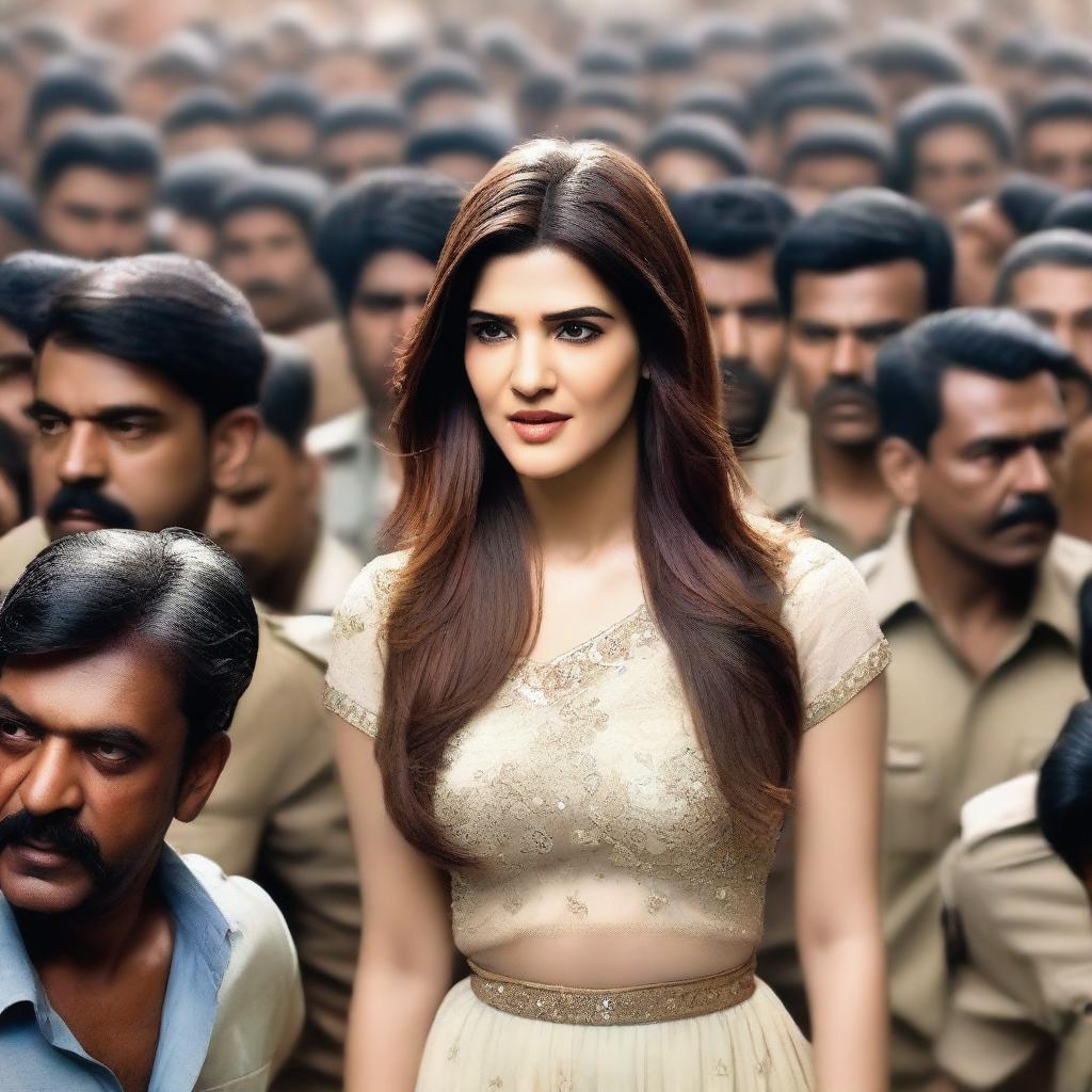 A scene featuring Bollywood actress Kriti Sanon in a dense crowd