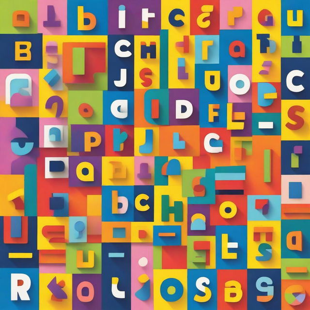 A vibrant and colorful illustration of the alphabet with each letter designed in a unique and creative way