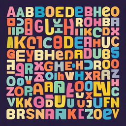 A vibrant and colorful illustration of the alphabet with each letter designed in a unique and creative way