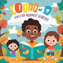 Create a colorful and attractive book cover with the title 'Cuentos con Voz Propia' and the subtitle 'Cuentos escritos por los alumnos de Oratoria Kids'