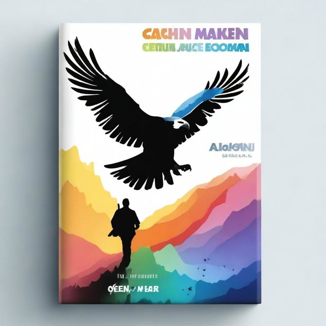 Create a realistic book cover featuring a multicolored condor leaving a multicolored trail