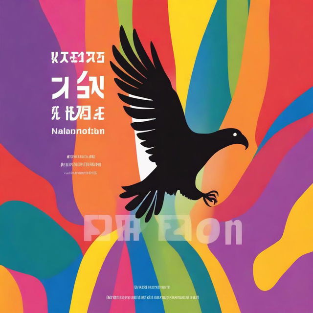 A book cover featuring a multicolored condor leaving a multicolored trail with the silhouette of a man in the middle