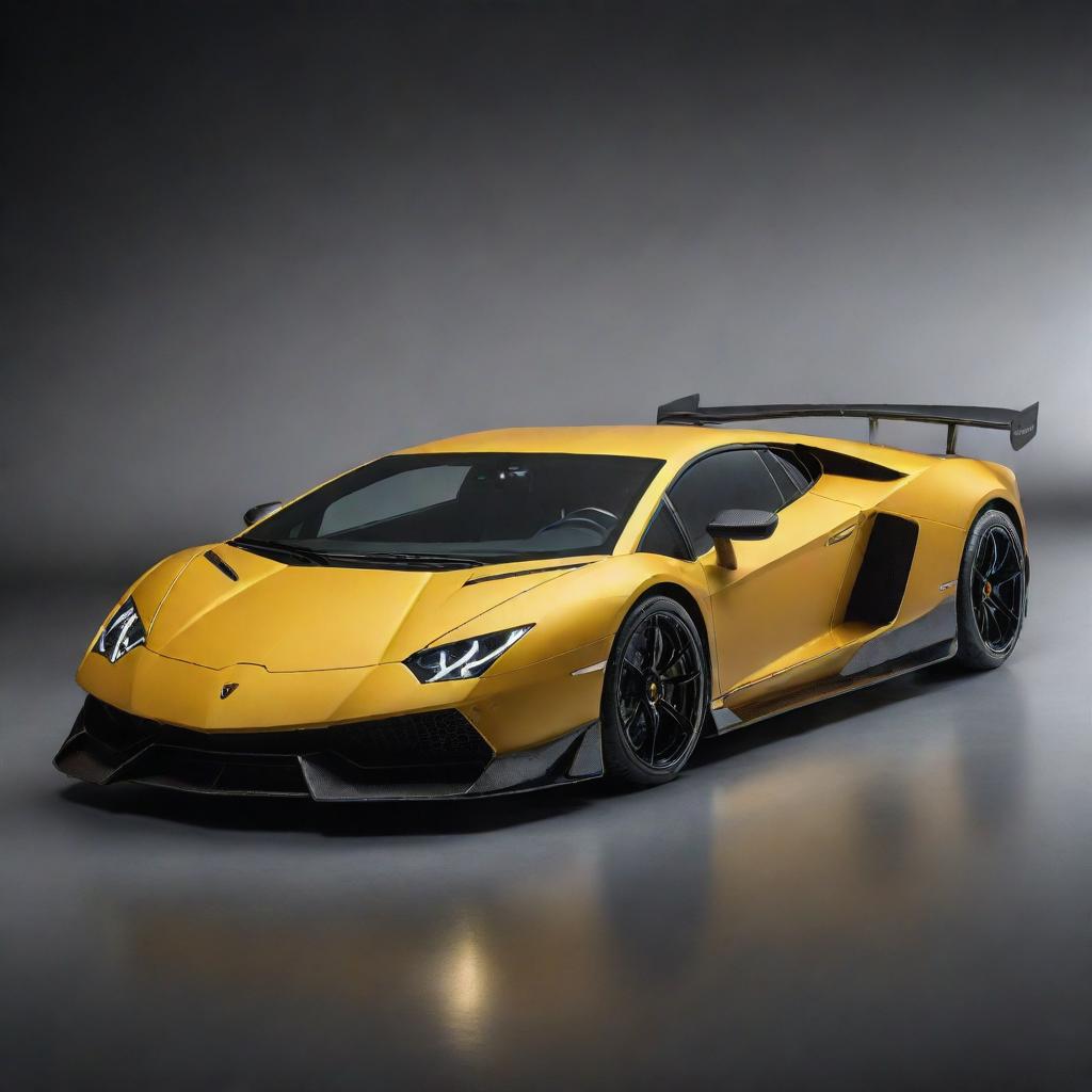 Lamborghini cars revolutionized into high-speed Formula 1 racing cars, featuring advanced aerodynamics, sleek designs, and sporting the iconic golden bull logo.