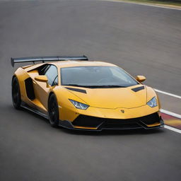 Lamborghini cars revolutionized into high-speed Formula 1 racing cars, featuring advanced aerodynamics, sleek designs, and sporting the iconic golden bull logo.