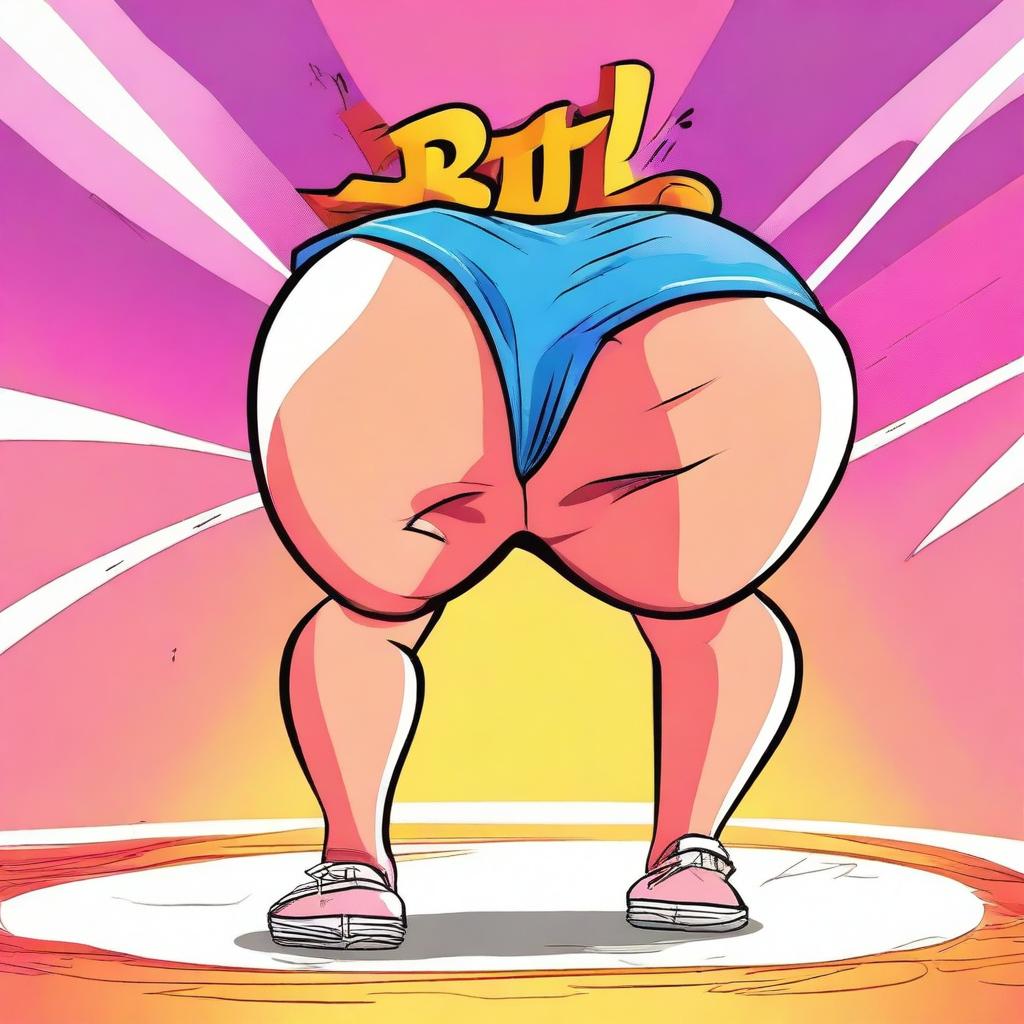 A cartoon-style image depicting butt cheeks twerking in a humorous and playful manner