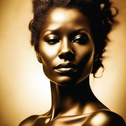 A silhouette of an empowered woman's face, depicted in golden hues