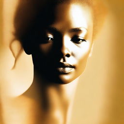 A silhouette of an empowered woman's face, depicted in golden hues