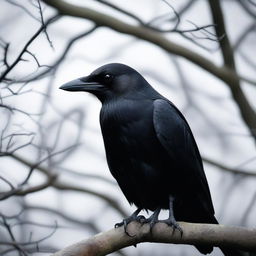 A close-up image of a creepy crow looking directly at the reader with an eerie, intense gaze