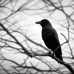 A close-up image of a creepy crow looking directly at the reader with an eerie, intense gaze