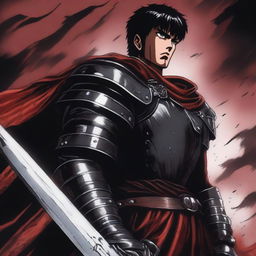 Create an image of Guts from Berserk, showcasing his iconic large sword and determined expression