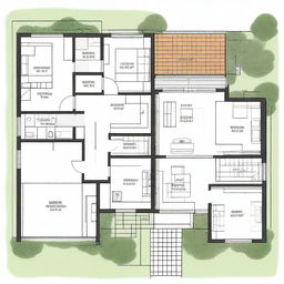 Design a detailed floor plan for a house in Malaysia based on the provided floor plan image