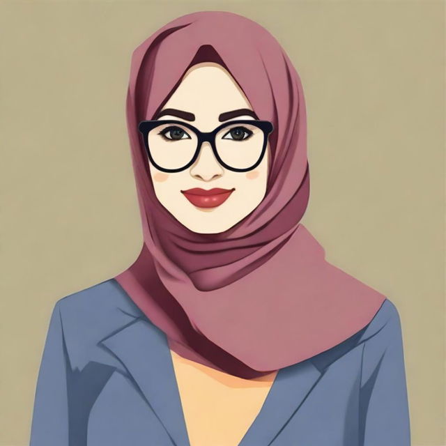 Create an image of a stylish and attractive Indonesian teacher wearing a hijab