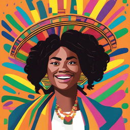 A lively and vibrant portrait of a person with mixed Mexican and Black heritage, exuding a 'Hello Litty' vibe