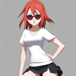 Create a 3D image of Uzumaki Karin with a more alluring and provocative appearance