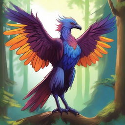 A detailed illustration of an Aarakocra, a bird-like humanoid creature from fantasy settings