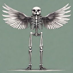 A detailed full-body illustration of a humanoid owl skeleton