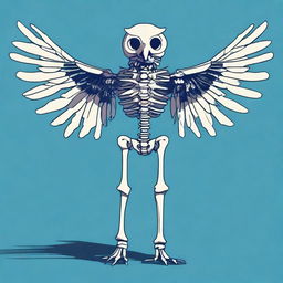 A detailed full-body illustration of a humanoid owl skeleton