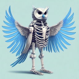 A detailed illustration of a humanoid owl skeleton