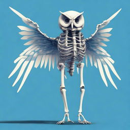 A detailed illustration of a humanoid owl skeleton