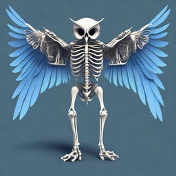 A detailed illustration of a humanoid owl skeleton