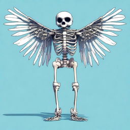 A detailed full-body illustration of a humanoid owl skeleton