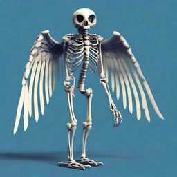 A detailed full-body illustration of a humanoid owl skeleton