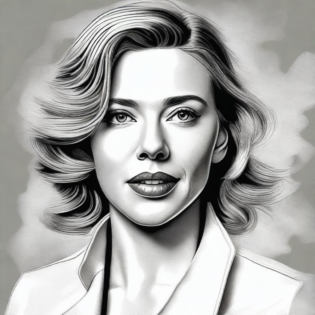 A detailed and realistic portrait of Scarlett Johansson, capturing her iconic features and expression