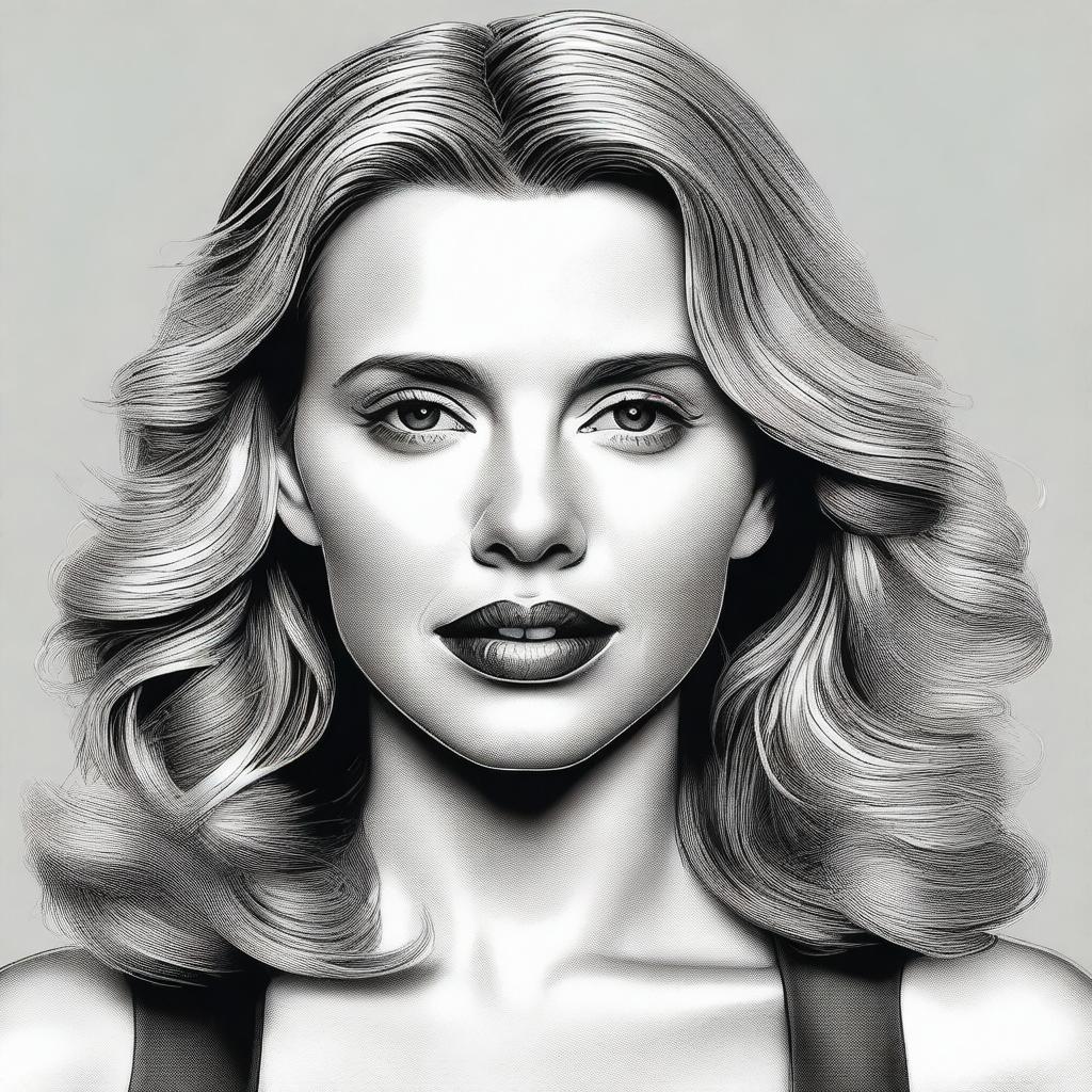 A detailed and realistic portrait of Scarlett Johansson, capturing her iconic features and expression