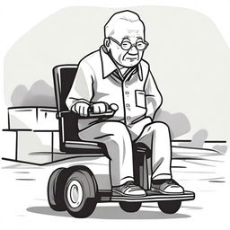 An elderly person with white hair, sitting on a chair due to difficulty in moving, looking eager to go to the park and play Xiangqi (Chinese chess)