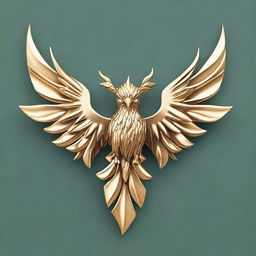 Generate a badge of a forest guardian made of gold (D&D style) in the shape of a leaf with an eagle