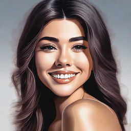 A detailed and realistic portrait of Madison Beer, the famous singer and songwriter