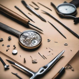 A detailed image showing the intricate process of watch repair