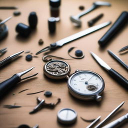 A detailed image showing the intricate process of watch repair