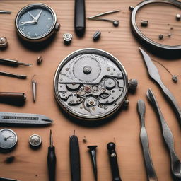 A detailed image showing the intricate process of watch repair